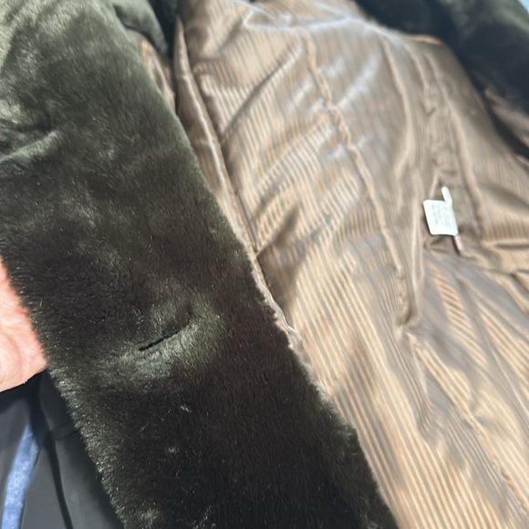 JANEPOST Coat, Like New, Black, Poly W/Faux Fur Trim, Small 4/6, meas. below - Picture 10 of 11